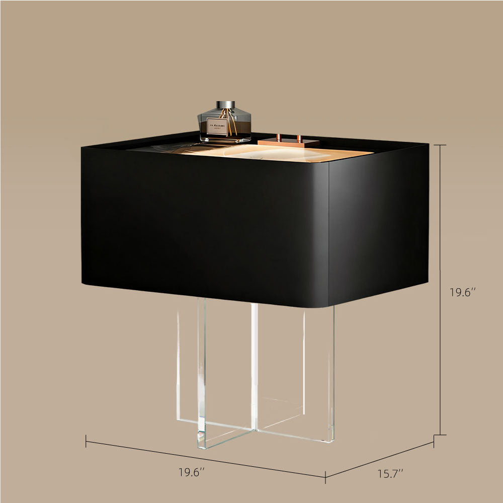 Smart Nightstand with Transparent Acrylic Legs and Motion Sensor LED Light