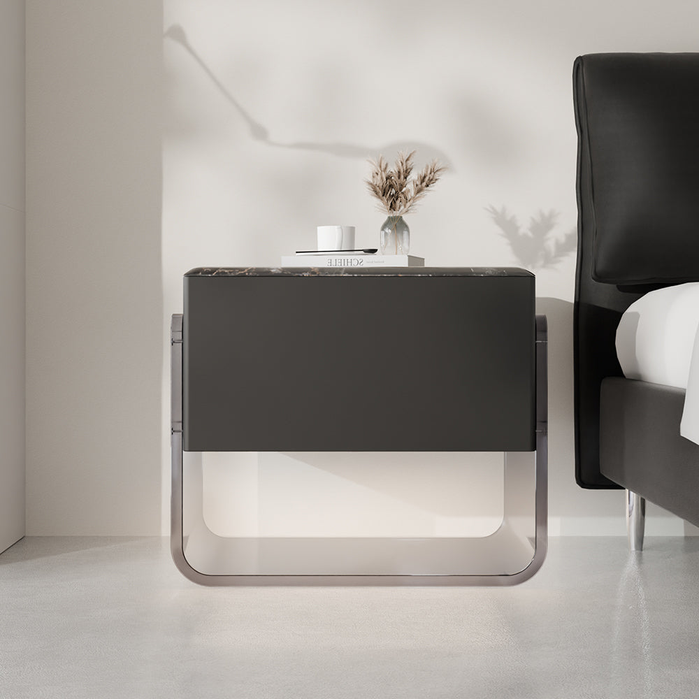 Sleek Smart Nightstand with Acrylic Base and Motion Sensor LED Lighting