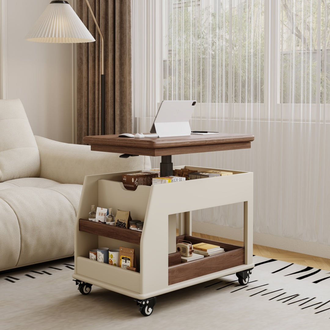 Lift Top Coffee Table with Hidden Storage Rolling Wheels Modern Multifunctional Desk Design for Living Room