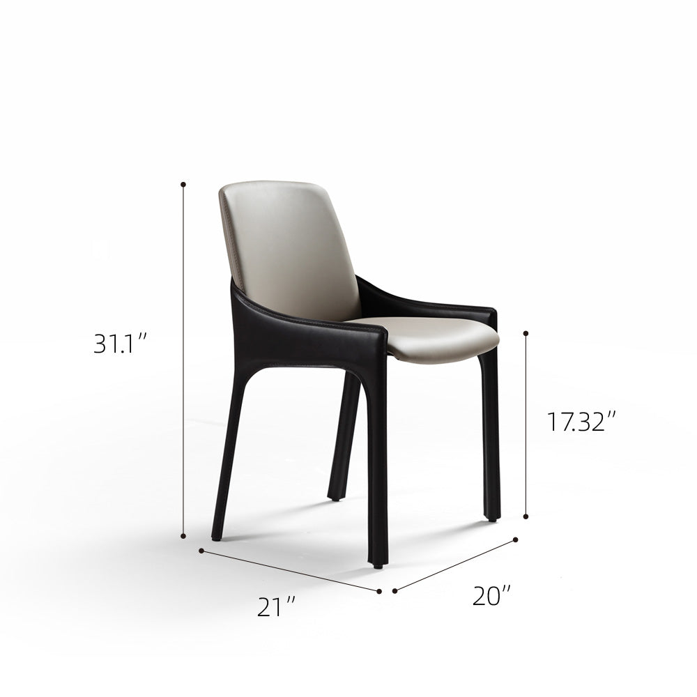 Ergonomic Padded PU Leather Minimalist Armrest Dining Room Chair 1 Piece
