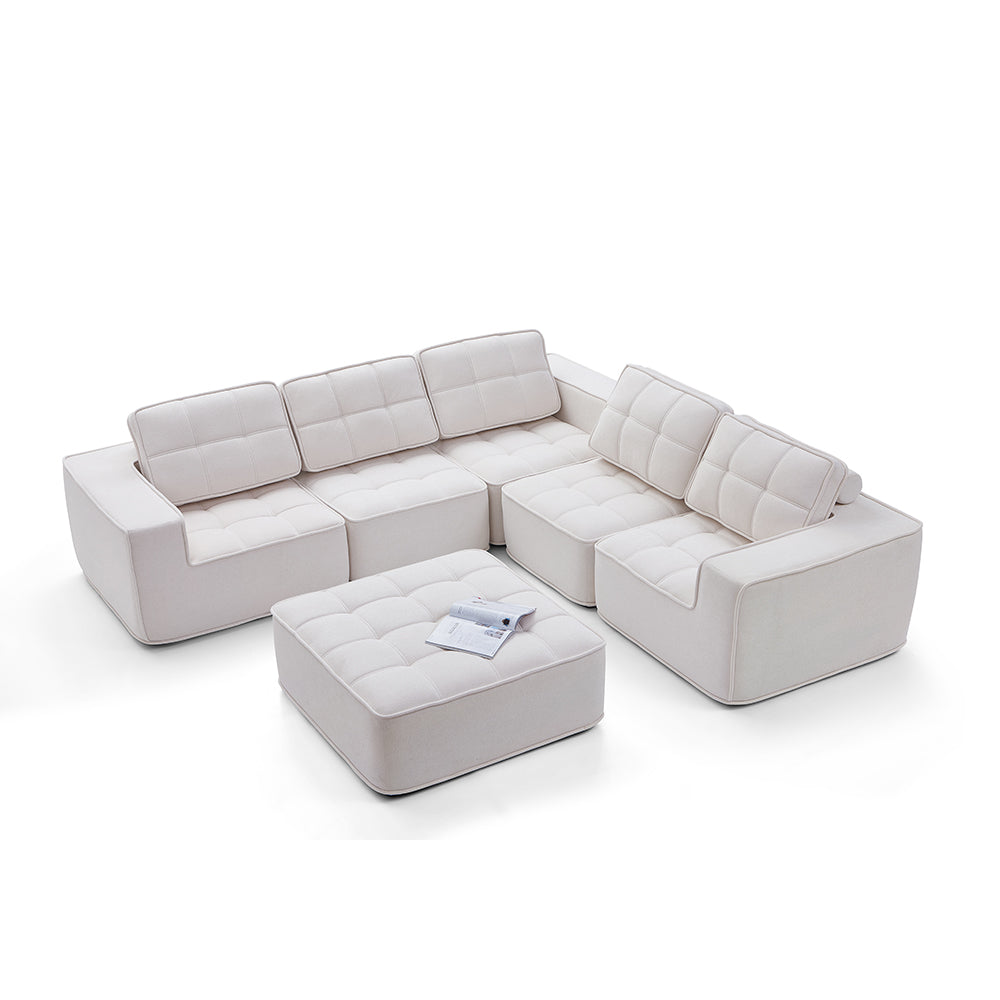 136.5" Modular Compressed Sofa Modern Tufted Lightweight Convertible Sectional for Multi-scene Use