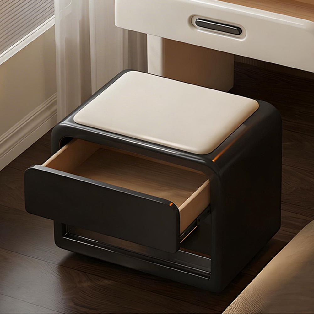 Modern Minimalist Vanity Desk with LED Mirror Storage Drawer Makeup Table Set with Upholstered Stool