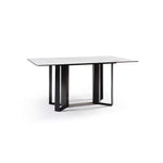 Load image into Gallery viewer, Modern White Sintered Stone Dining Table with Black Geometric Carbon Steel Base
