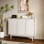 Load image into Gallery viewer, 3-Door Sideboard Cabinet Unique Curved Surface Adjustable Shelves Matte White
