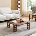 Load image into Gallery viewer, 39.78&quot; Mid-Century Coffee Table Natural Red Oak Retro Wood Finish Fluted Design
