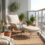 Load image into Gallery viewer, Modern Outdoor Lounge Chair with Woven Rope Frame and Weather Resistant Cushions
