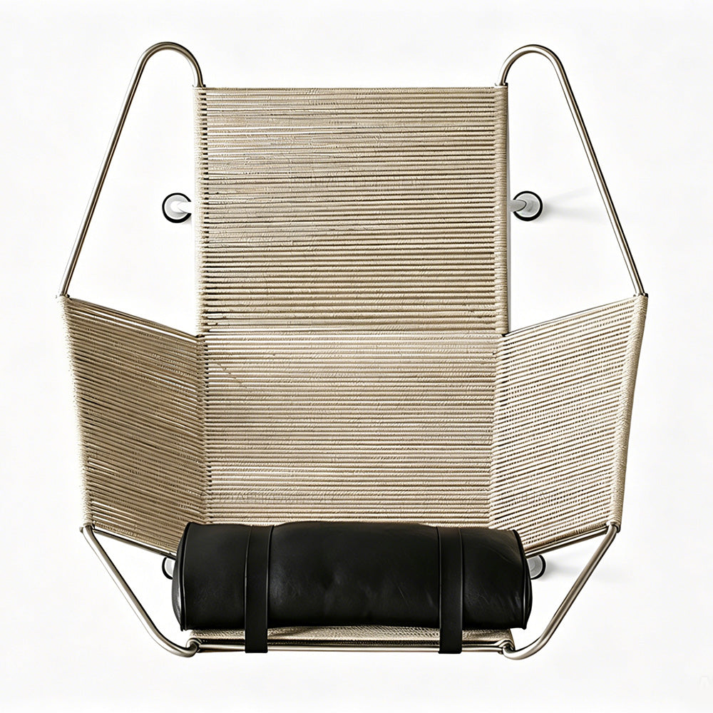 Modern Lounge Chair with Wool Throw and Leather Head Pillow