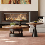 Load image into Gallery viewer, Modern Round Nesting Coffee Table Set Artistic Wood Grain Accent Tea Table
