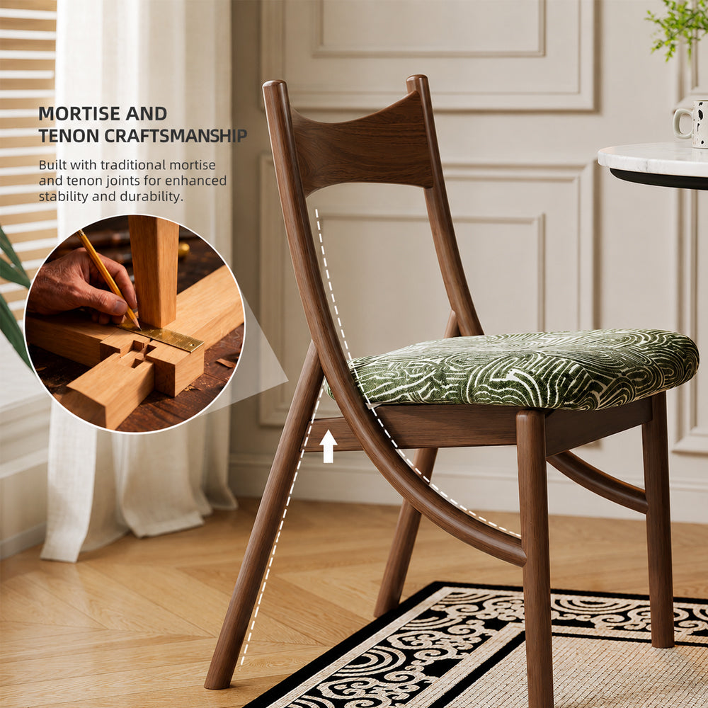 Artistic Curved Leg Solid Hardwood Dining Chair 1 Piece