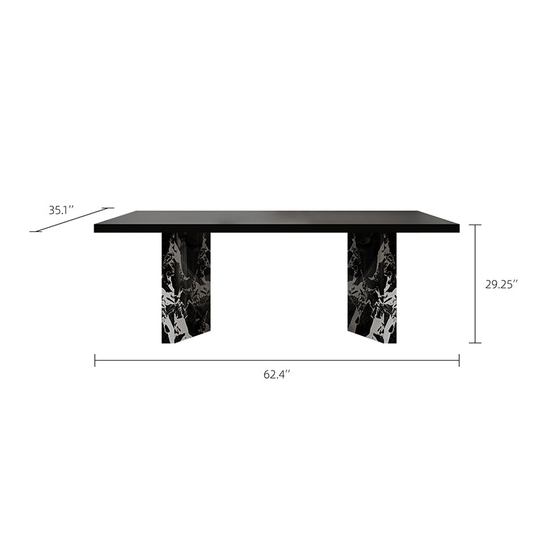 54.6"/62.4" Modern Italian Dining Table Set – Black Marble Base & Minimalist Luxury Design