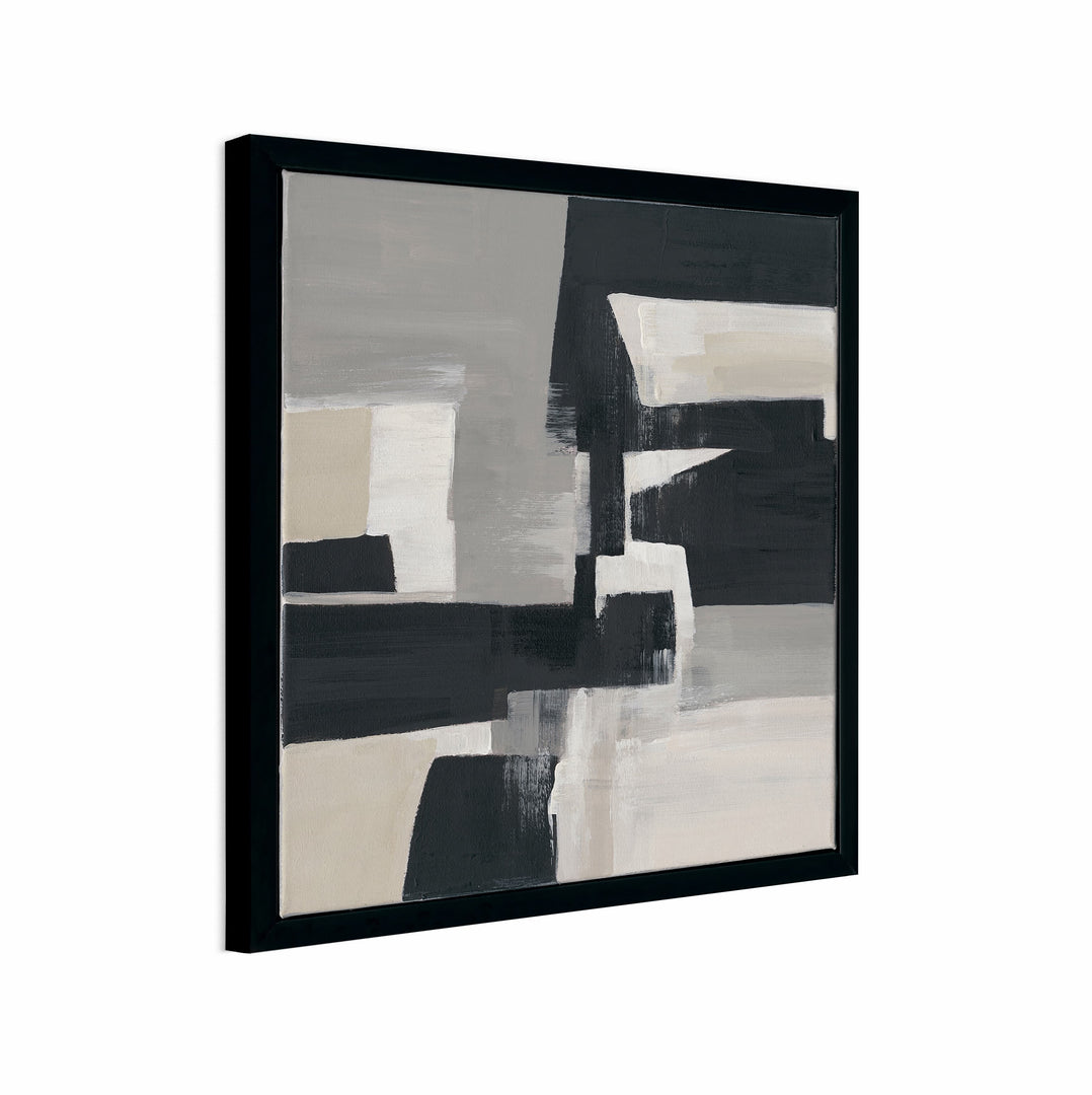 Original hand-painted minimalist abstract, calm tones and geometry creating an artistic ambience.