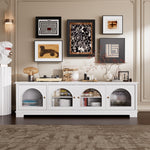 Load image into Gallery viewer, Modern Low-Profile TV Cabinet with Arched Glass Doors Freestanding Storage Console

