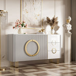 Load image into Gallery viewer, 62.4" Sleek Modern White and Gold Buffet Cabinet with Circular Accents
