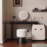 Load image into Gallery viewer, Modern Makeup Vanity Table with LED Round Mirror Storage Cabinet
