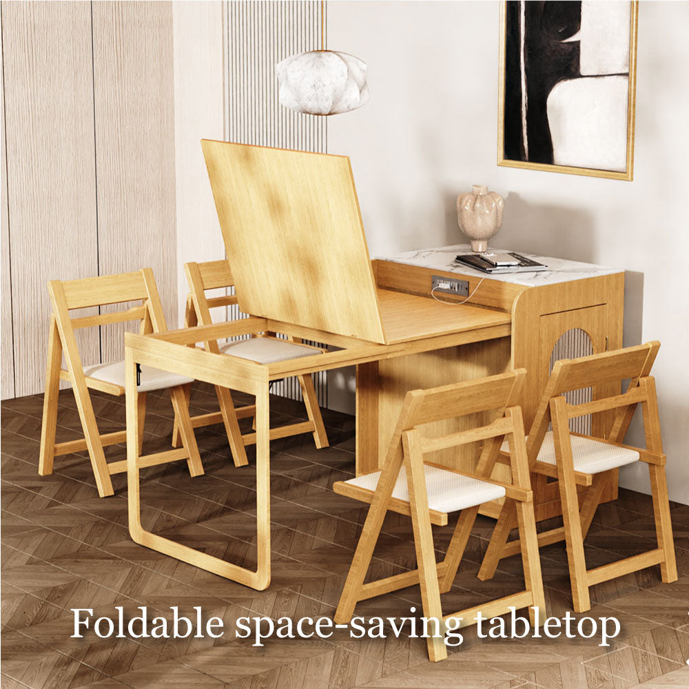 73'' Murphy Fold-Out Dining Table with Sintered Stone Top Space-Saving