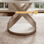 Load image into Gallery viewer, Round Dining Table Lazy Susan Marble Effect Gold X Metal Base Perfect for 4-6 People

