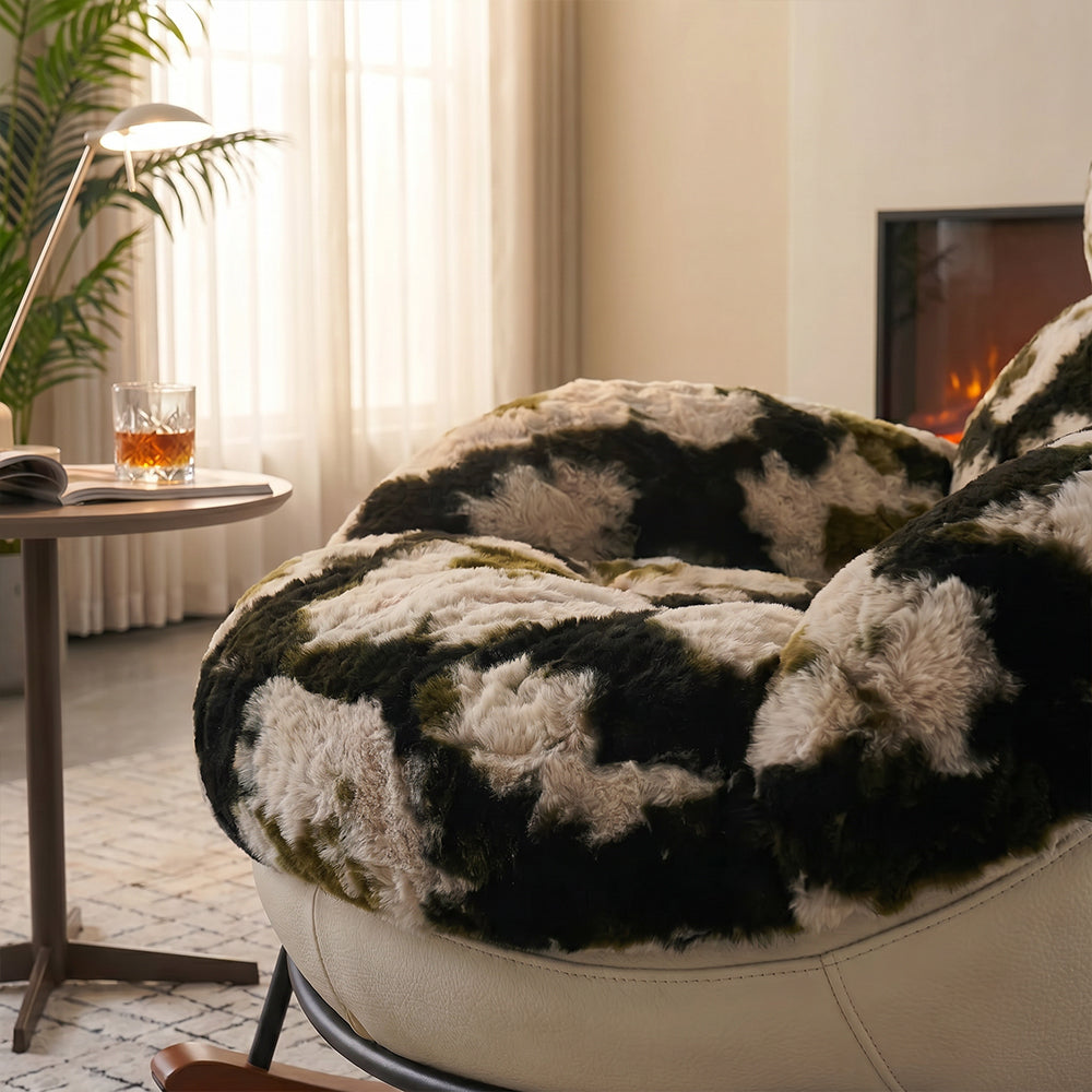Cozy Faux Fur Rocking Chair with Wooden Base