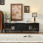 Load image into Gallery viewer, 70.87&quot; Mid-Century Ribbed TV Console Natural Red Oak Retro Wood Finish Fluted Design
