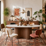 Load image into Gallery viewer, Sculptural Fluted Base Oval Dining Table with Sintered Stone Top
