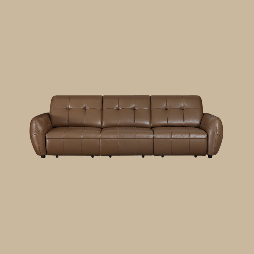 Modern Power Reclining Leather Sofa Individual Seat Control Remote Adjustable Straight Lounge Couch