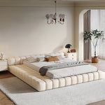 Load image into Gallery viewer, Modern Minimalist Modular Bed with Soft Cushioned Edges Ultra-Fiber Leather Steel-Wood Slatted Frame
