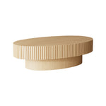 Load image into Gallery viewer, 42.9&quot; Natural Wood Oval Coffee Table Vertical Textured Design Modern Minimalist Style
