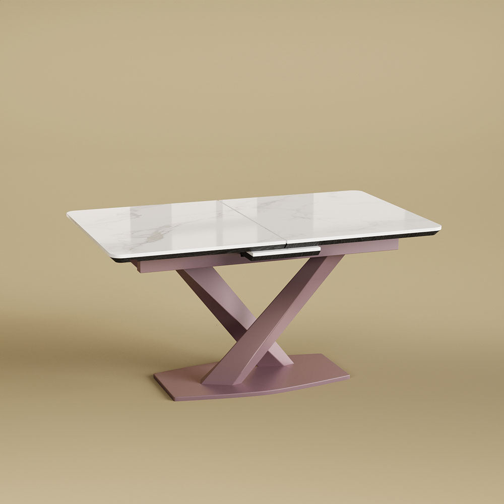 59" to 70.8" Elegant Extendable Dining Table with Sculptural Cross-Base