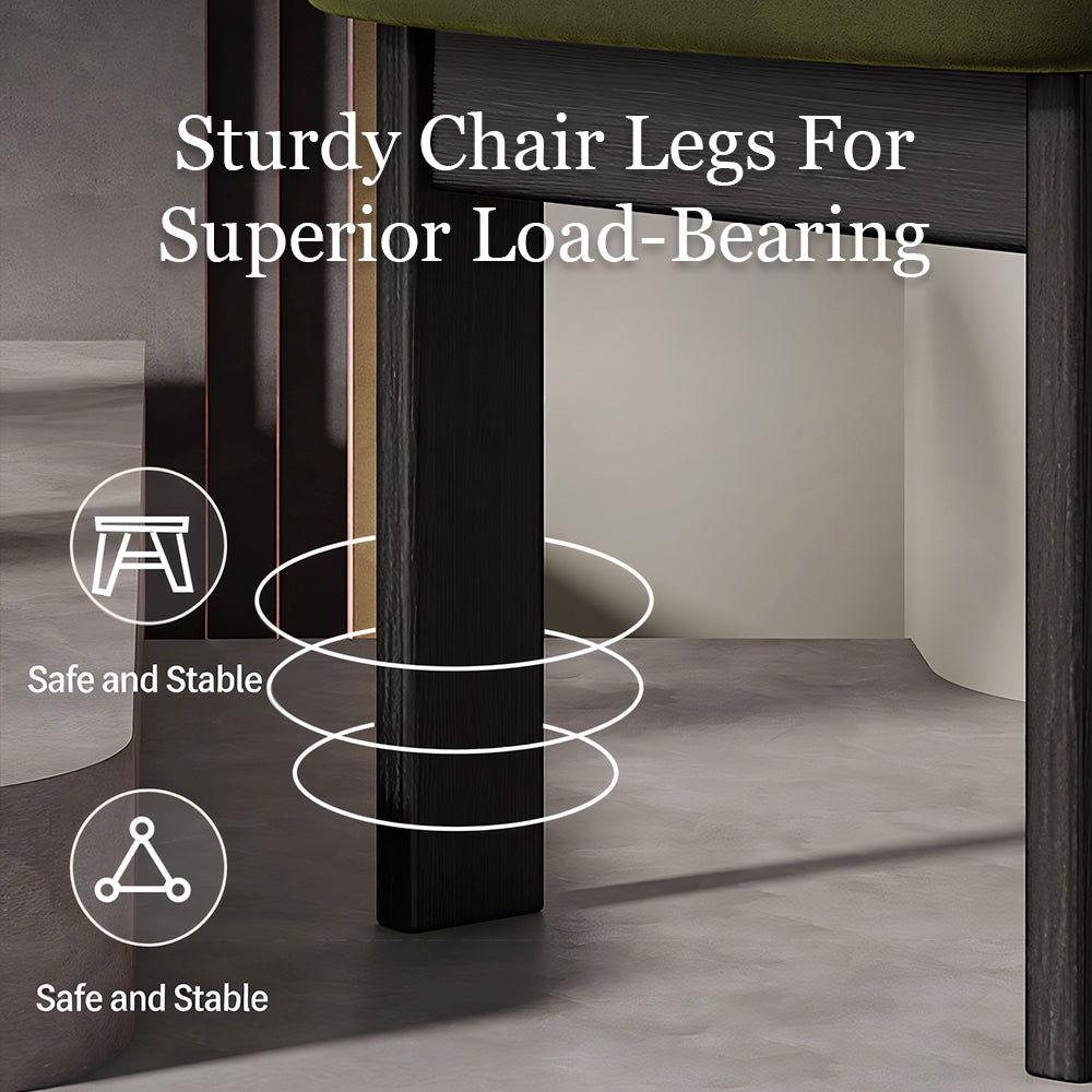 Modern Sculptural Dining Chair Set of 2 Solid Wood Frame Upholstered Seat Curved Loop Back Accent Chair