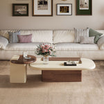 Load image into Gallery viewer, Modern Minimalist Living Room Furniture Set Cream TV Stand and Oval Coffee Table Combination
