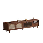 Load image into Gallery viewer, TV Stand &amp; Coffee Table Set with Cane Drawers Mid-Century Modern Style Spacious Storage Elegant Design
