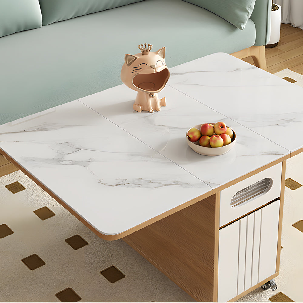 Multi-Functional Folding Coffee Table with Hidden Storage Extendable Design Easy Mobility & 2 Stools