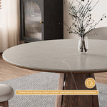 Load image into Gallery viewer, 53.1&quot; Modern Dining Table with Marble-Like Stone Top and Sculptural Wooden Base
