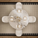 Load image into Gallery viewer, Round Marble Dining Table Modern Gold Metal Base with Lazy Susan
