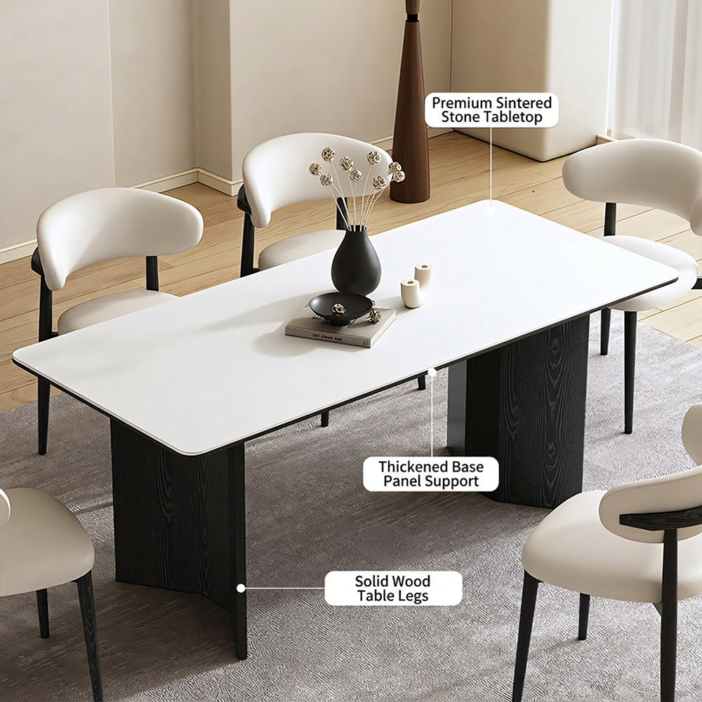 Modern Rectangular Dining Table with White Sintered Stone Top
