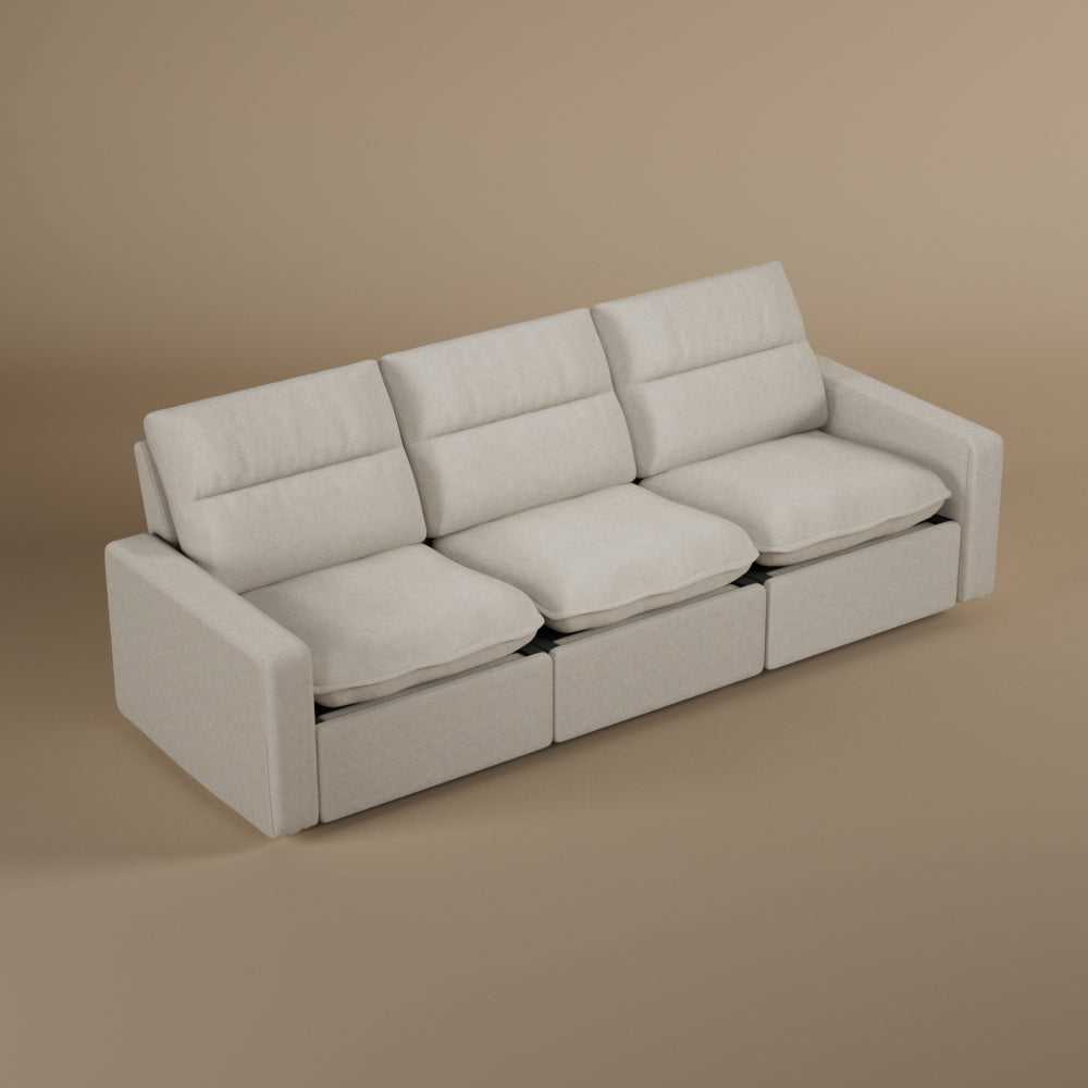 80.34''Power Recliner Sofa with USB Ports, Adjustable Backrest & Footrest, High-Density Cushions, Modern Minimalist Living Room Sofa
