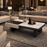 Load image into Gallery viewer, Modern Luxury Coffee Table with Marble Pattern Top and Black Accent Surface
