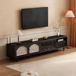 Load image into Gallery viewer, Mid-Century Modern Coffee Table with Cane Doors Elegant Storage &amp; Warm Wood Finish
