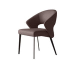 Load image into Gallery viewer, 2PCS Modern Curved Upholstered Dining Chair Leather Accent Armchair with Black Metal Legs
