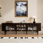 Load image into Gallery viewer, Modern Black TV Stand Console Table with Arched Glass Doors

