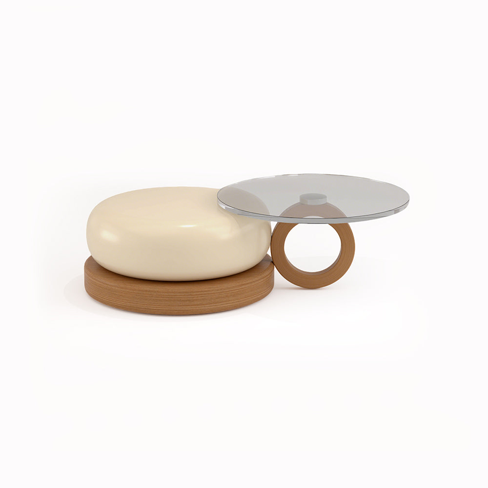 Round Artistic Coffee Table Sculptural Geometry Tiered Design Modern