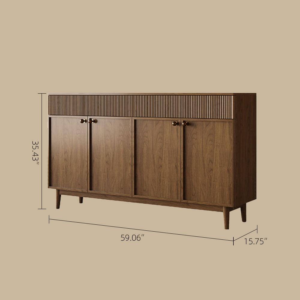 59'' Modern Wooden Sideboard with Fluted Detail Minimalist Storage Cabinet