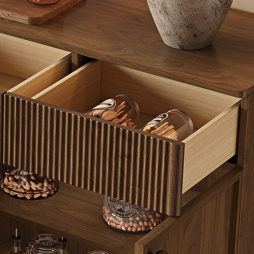 59'' Modern Wooden Sideboard with Fluted Detail Minimalist Storage Cabinet