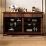 Load image into Gallery viewer, Modern Vintage Sideboard Cabinet Solid Wood Buffet Cabinet with Fluted Design and Arched Doors Storage Console
