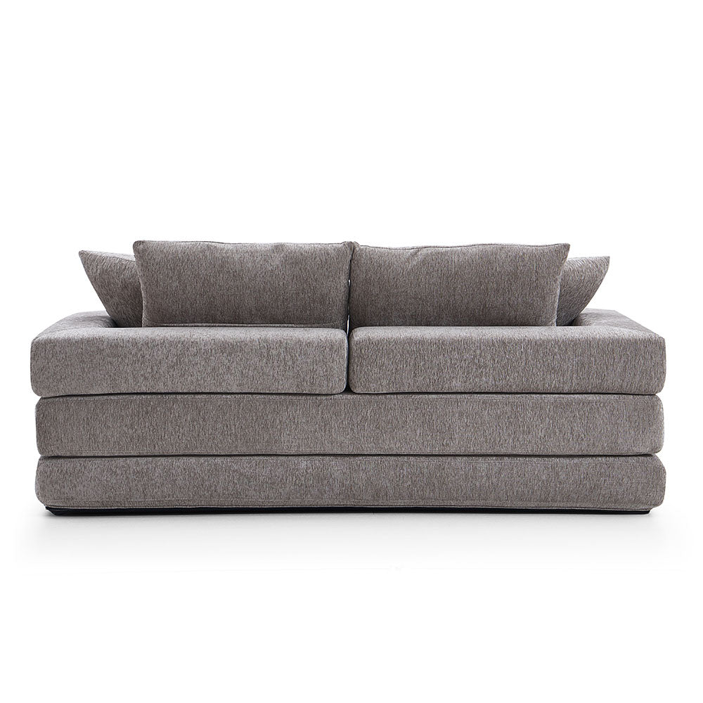 70''-78''Convertible Sofa Bed Tufted Cushion Armrest Foldable Design in Grey Fabric Upholstery