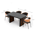 Load image into Gallery viewer, 54.6″/62.4″ Dining Table Solid Wood Artistic Geometric Base Two-Tone Contrast
