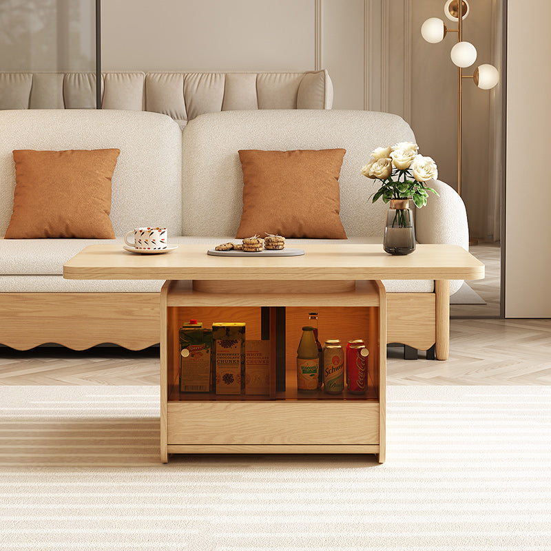 42.9'' Height Adjustable Side Table with Magazine Rack Solid Wood Finish Lift-Top Function Space-Saving Design