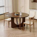 Load image into Gallery viewer, 46.8&#39;&#39; Walnut Finish Round Dining Table with Curved Base Modern Minimalist Style
