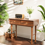 Load image into Gallery viewer, 46.8″ Wood Grain Writing Desk with Smooth Rounded Edges Two Drawers for Storage Modern Minimalist Design
