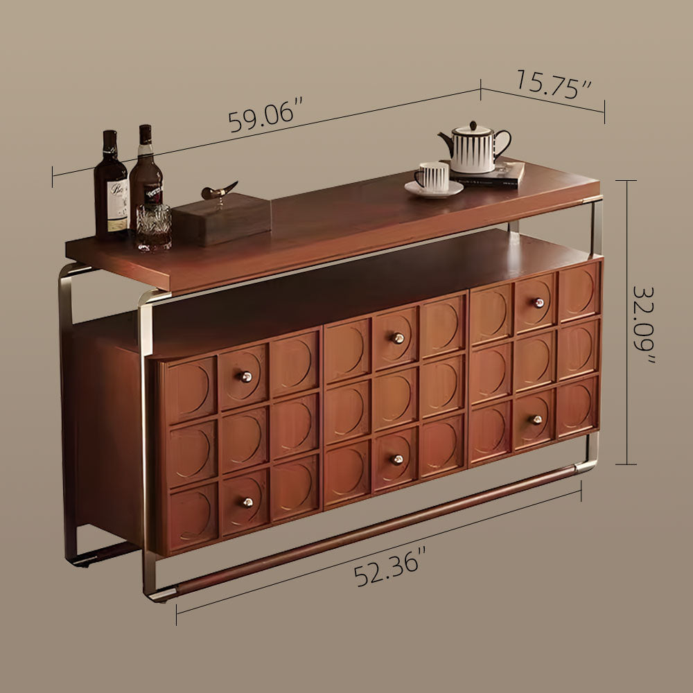 59'' Retro-Inspired Luxury Sideboard with Geometric Front Panels