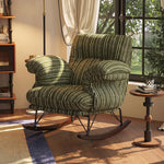 Load image into Gallery viewer, Modern Rocking Lounge Chair Striped Upholstery Accent Chair Curved Armrest Relax Chair
